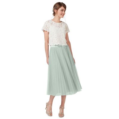 Pale green pleated tulle skirt